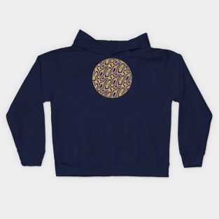 Silhouette Circle Abstract Ripple Navy Gold Fleck Background Kids Hoodie